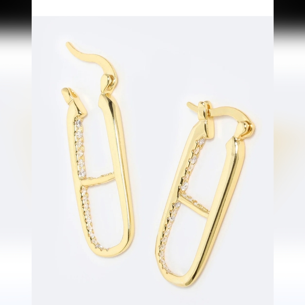 Emma Pills THE OG Earings Gold Clear Crystals New
